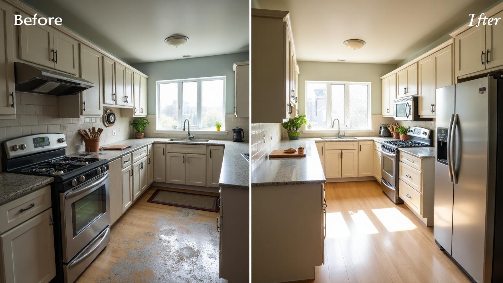 Kitchen deep clean before and after — Bloom Clean Services Manchester